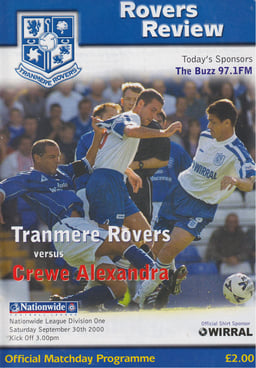 Tranmere Rovers v Crewe Alexandra Match Programme 2000-09-30